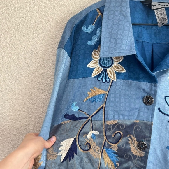 Indigo Moon Bohemian Wild Child Floral Embroidered Embellished Jacket Size 3X - Picture 4 of 9